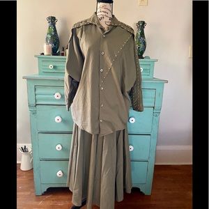 Vintage Skirt Set W Gold Riveting